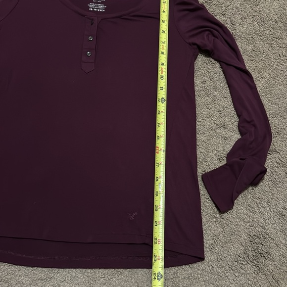 American Eagle Sz Xs Long Sleeve Tissue Tee-Purple-3 Button Front-Viscose-EUC - Picture 13 of 15